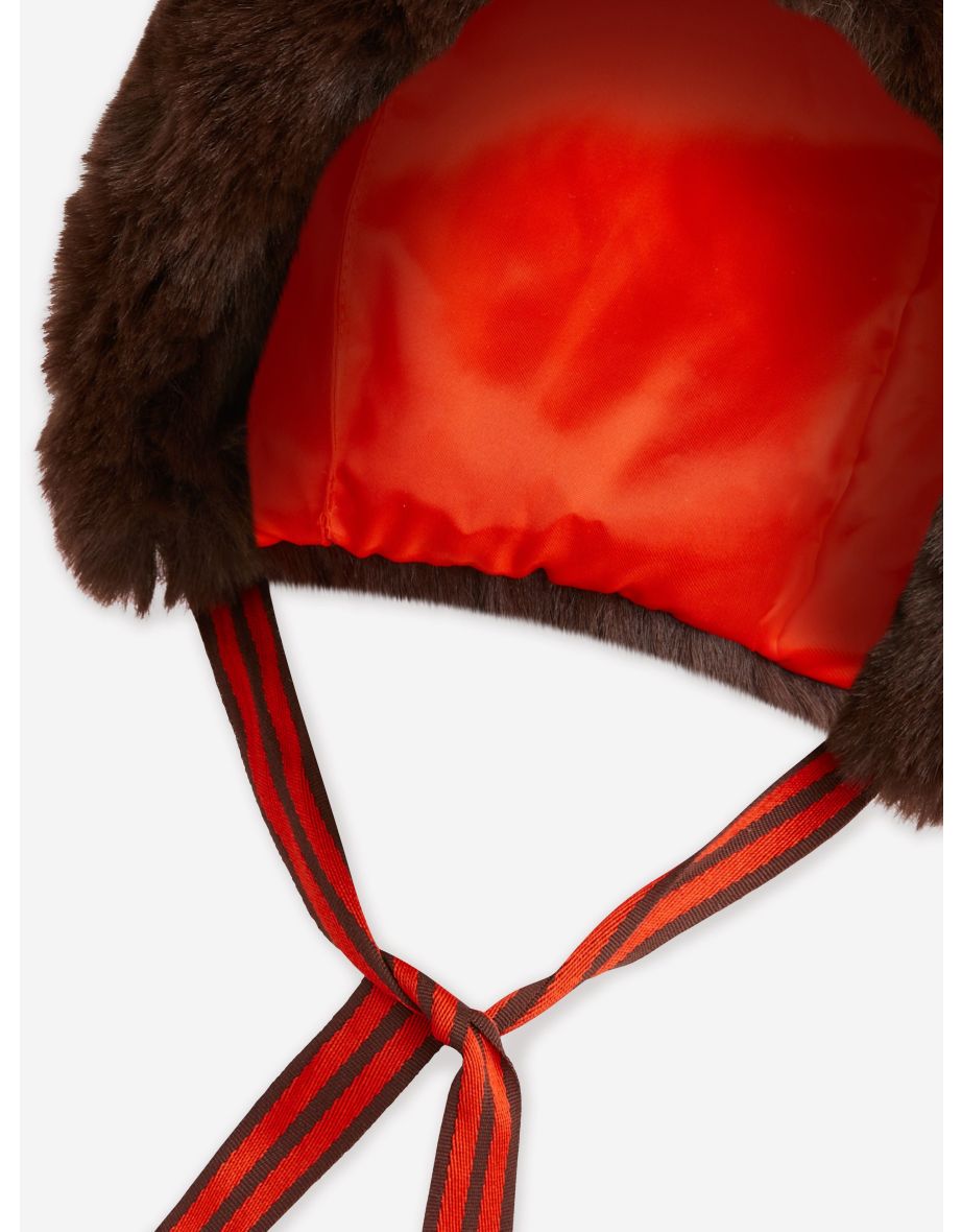 Mini Rodini Baby Girls Faux Fur Ear Hat in Brown - 4