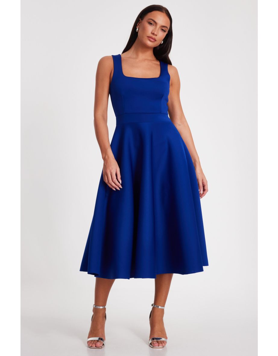 Royal Blue A-Line Midi Dress