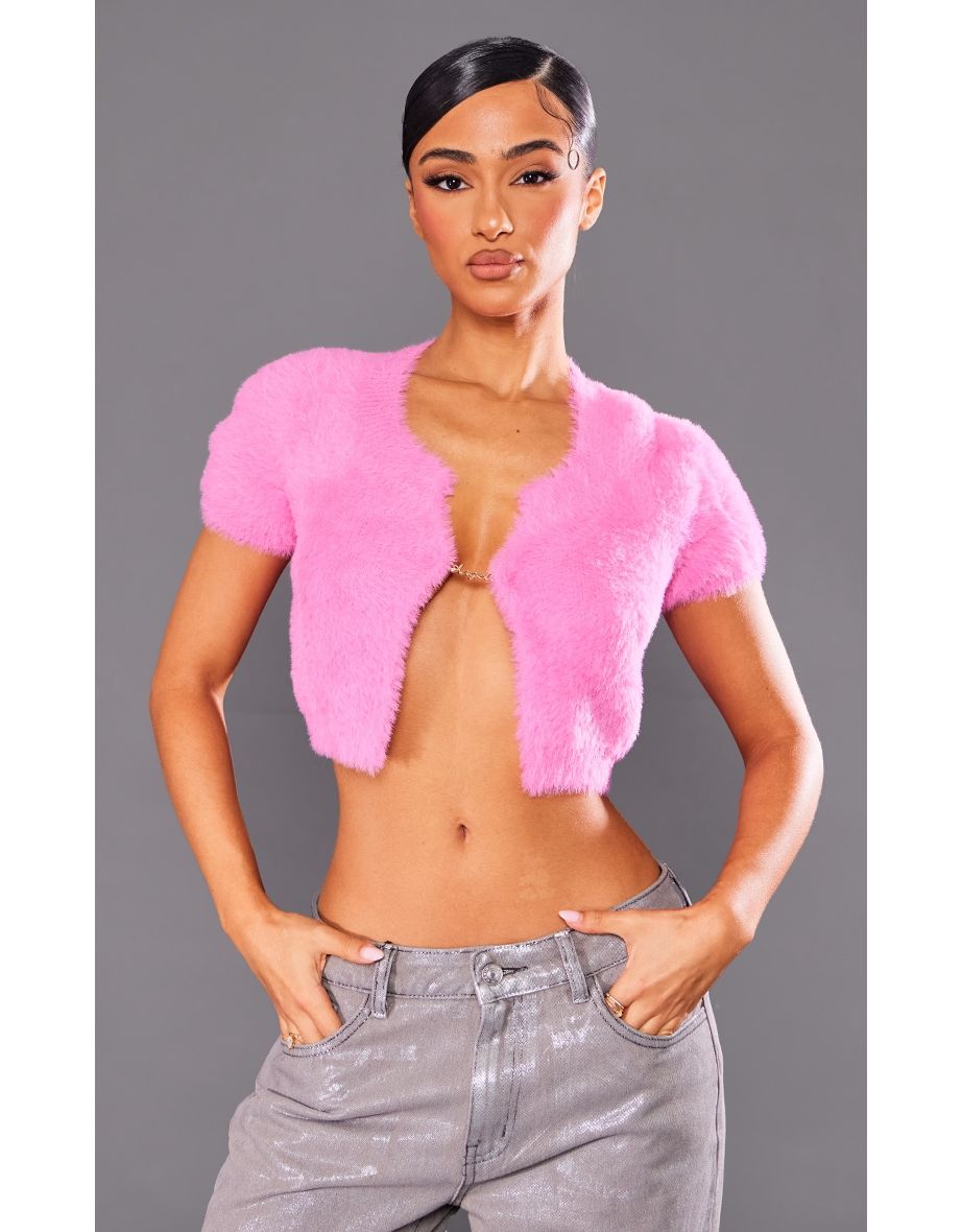 Fluffy knitted shorts, Pink