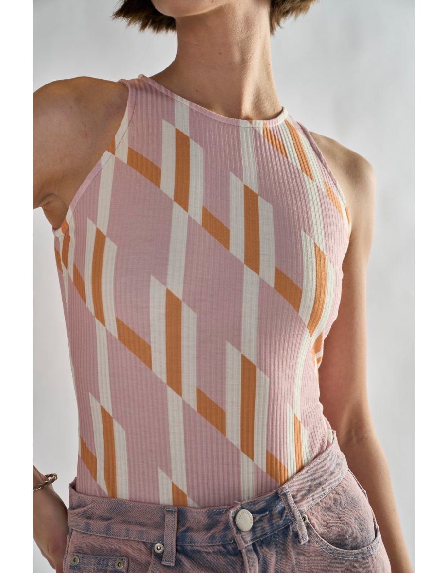 Glamorous Retro Geo High Neck Bodysuit - 3