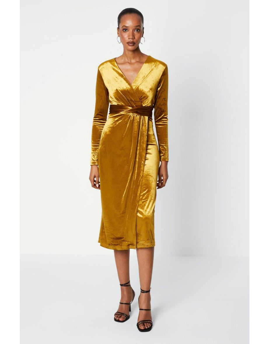 Satin Twist Waist Midi Dress