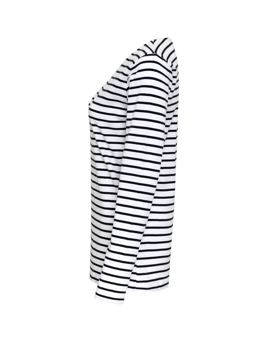 Asquith & Fox Womens/Ladies Mariniere Coastal Long Sleeve T-Shirt - White/Navy - 2