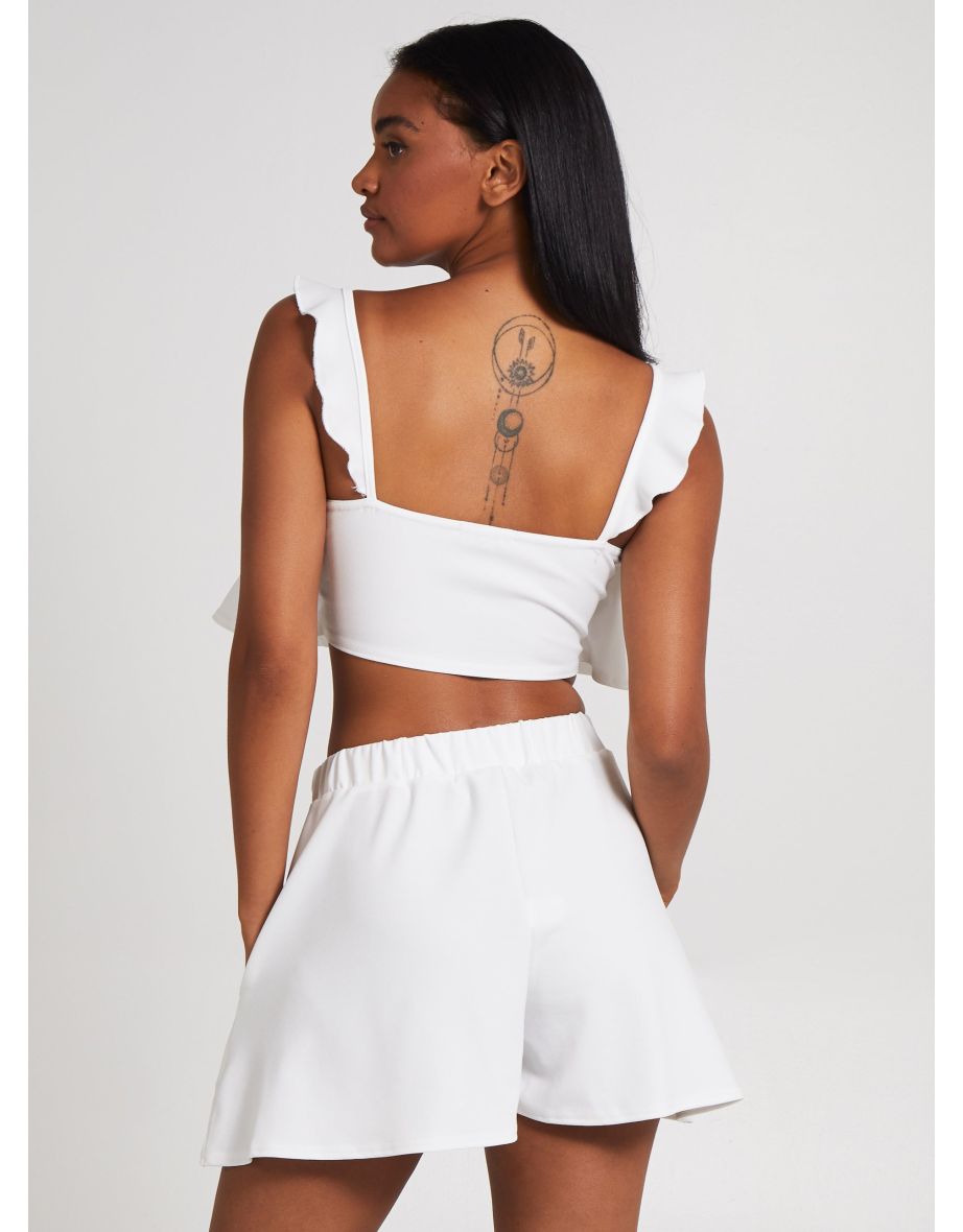 Frill Strap Detail Crop Top - 4