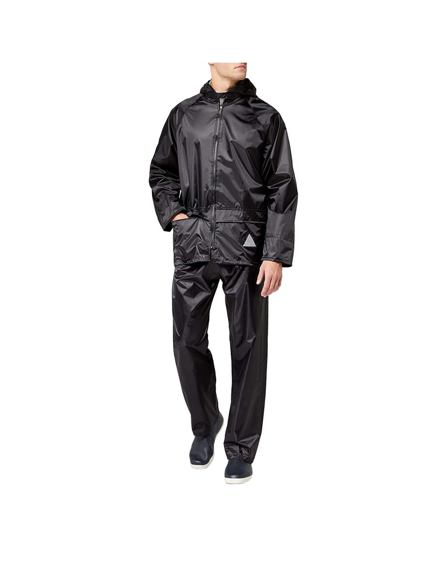 Result Mens Heavyweight Waterproof Rain Suit (Jacket & Trouser Suit) - Black