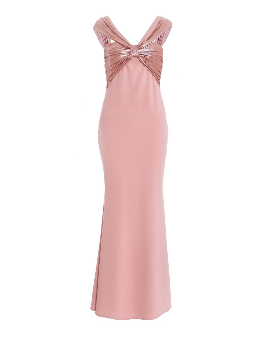 Pink Foil Knot Front Maxi Dress - 5