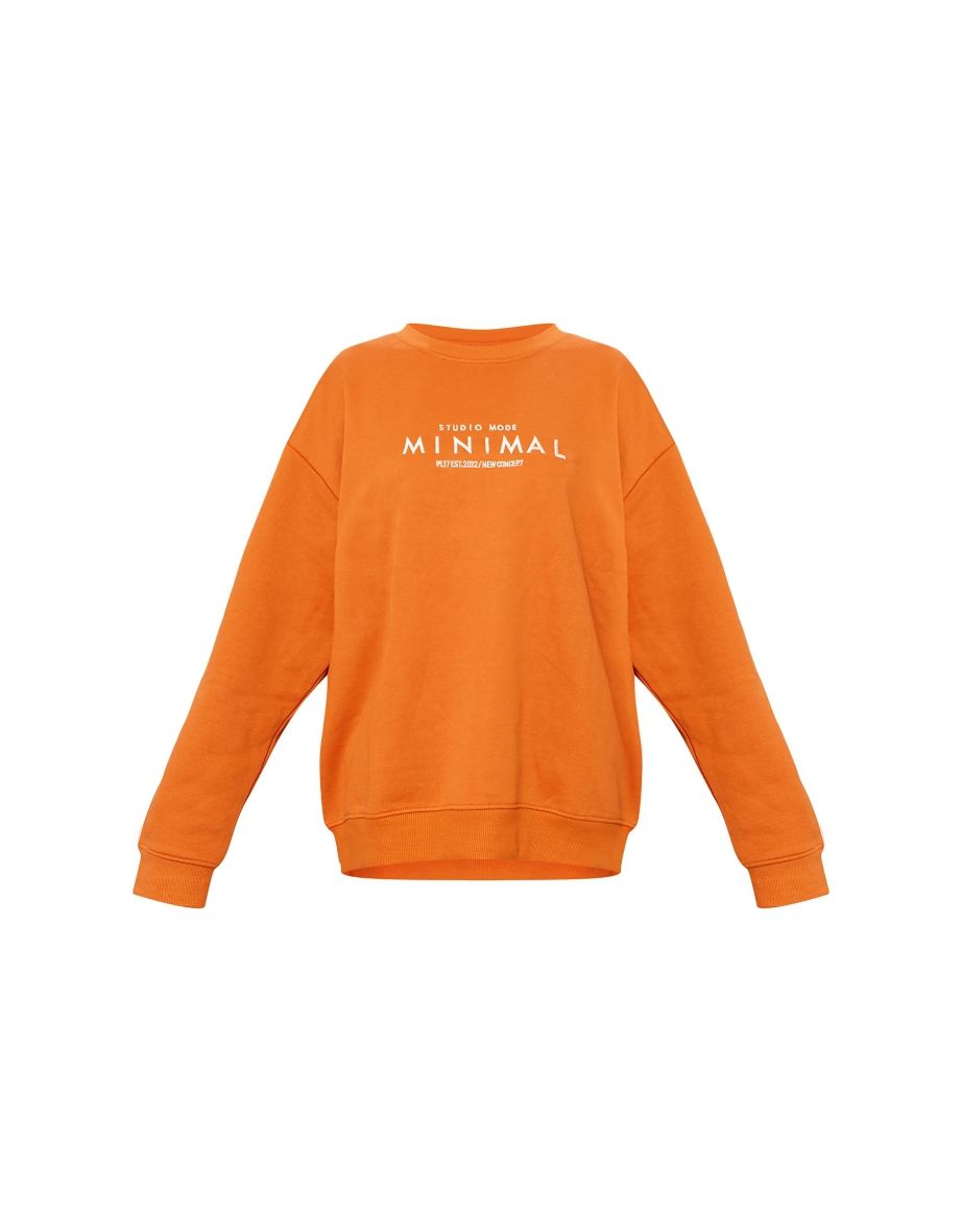 Rust Minimal Embroidered Sweatshirt - 4