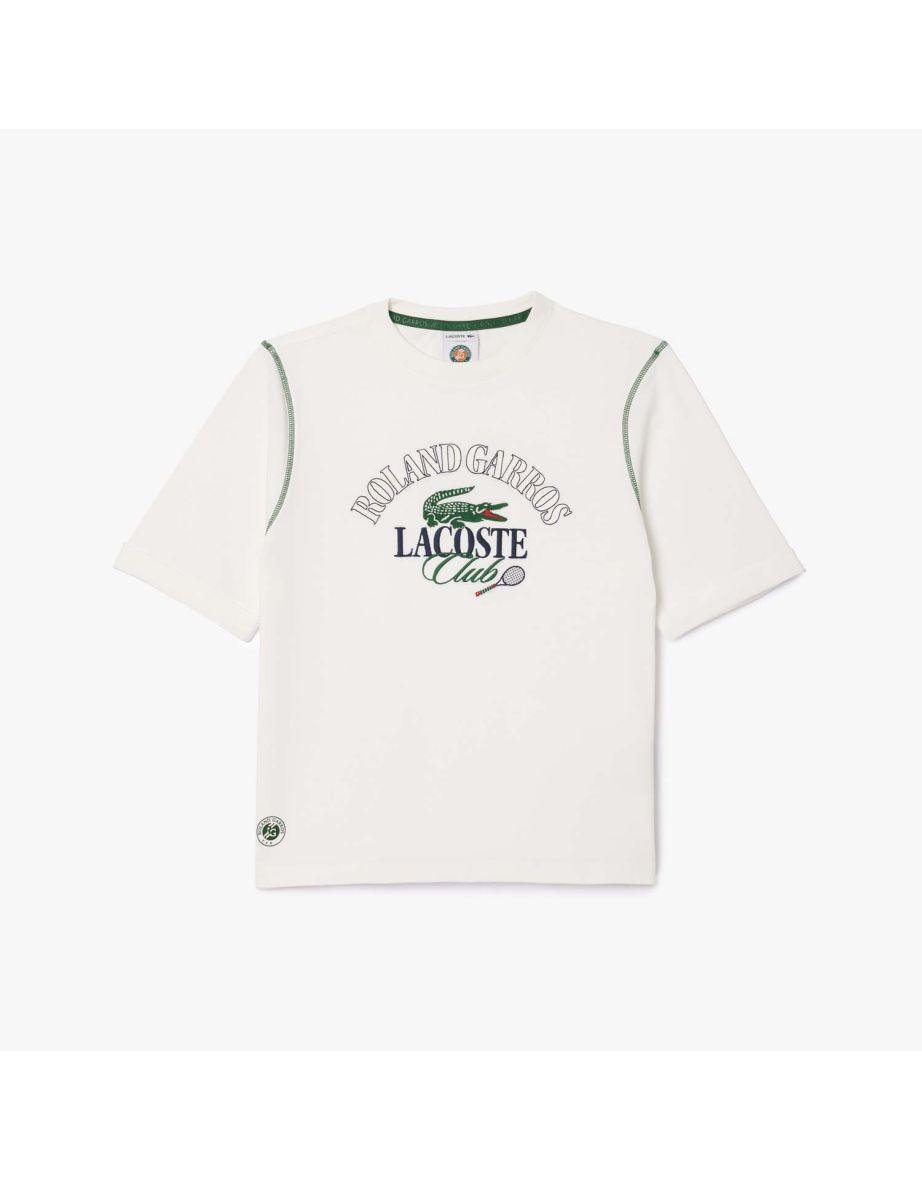 Women's Lacoste Roland-Garros Edition Relaxed-Fit Cotton T-Shirt in Cream