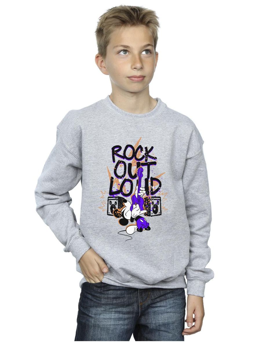 Disney Boys Mickey Mouse Rock Out Loud Sweatshirt - Sports Grey