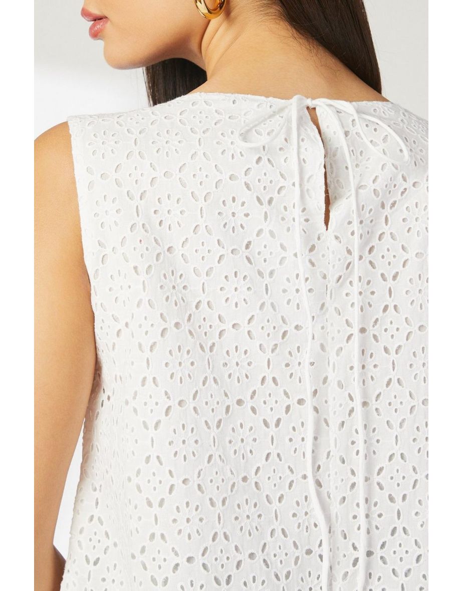 Ivory Broderie Swing Shell Top Co -ord - 3