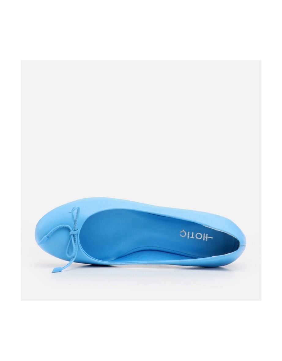 Women's Turquoise Flats From Genuine Leather - 3