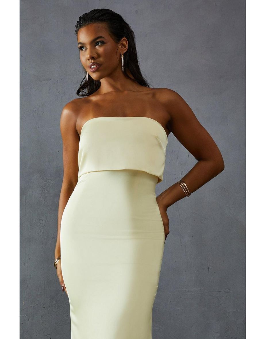 Premium Satin Bandeau Overlay Bridesmaid Dress - 3