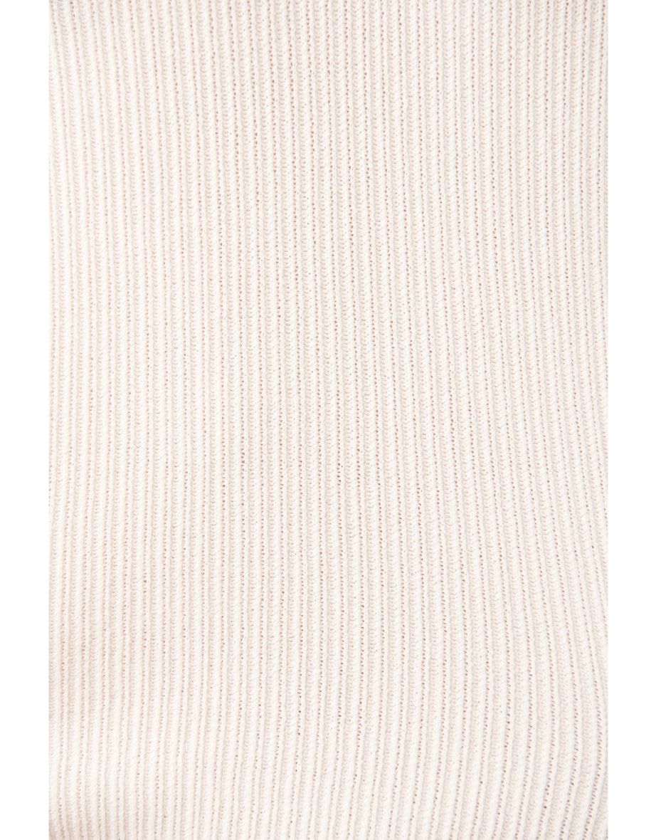 Men's White Buttonless Polo Collar Textured Rayon Standard Fit Regular Cut Knitwear - 5