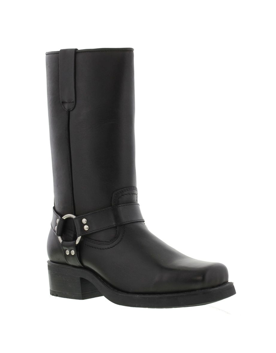 Woodland Mens High Harley Western Harness Leather Boots - Black - 3