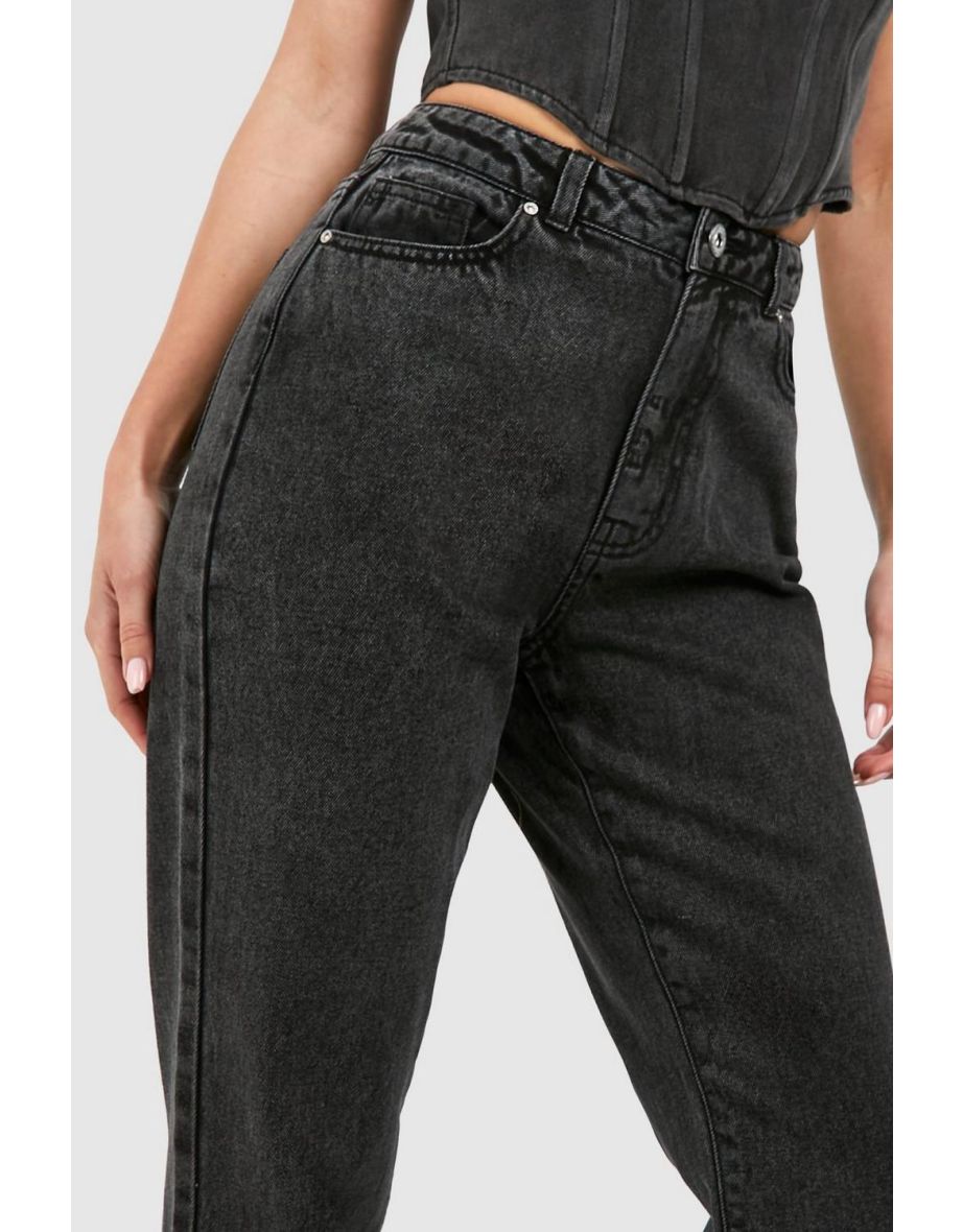 Basics Ripped Knee Straight Leg Jeans - washed black - 3