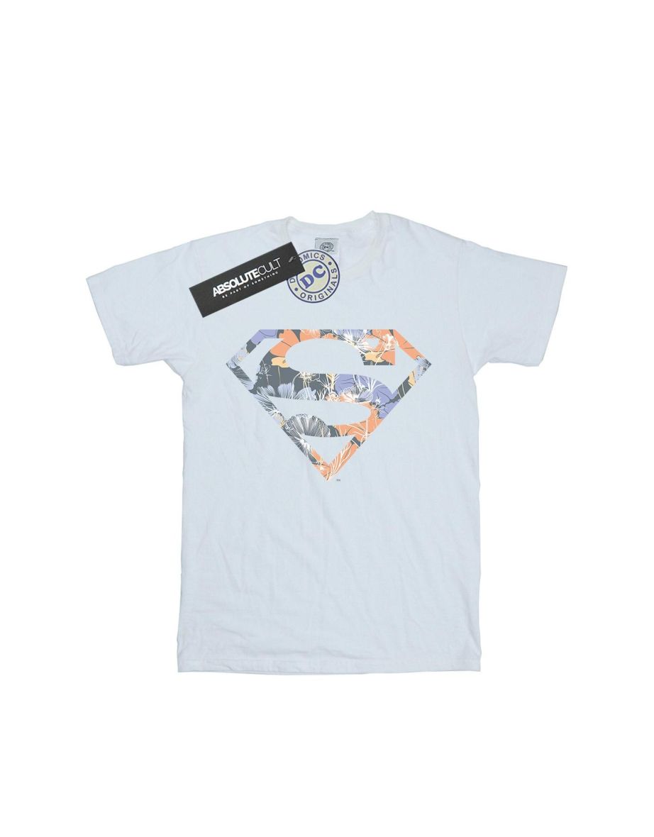 DC Comics Boys Superman Floral Logo 2 T-Shirt - White