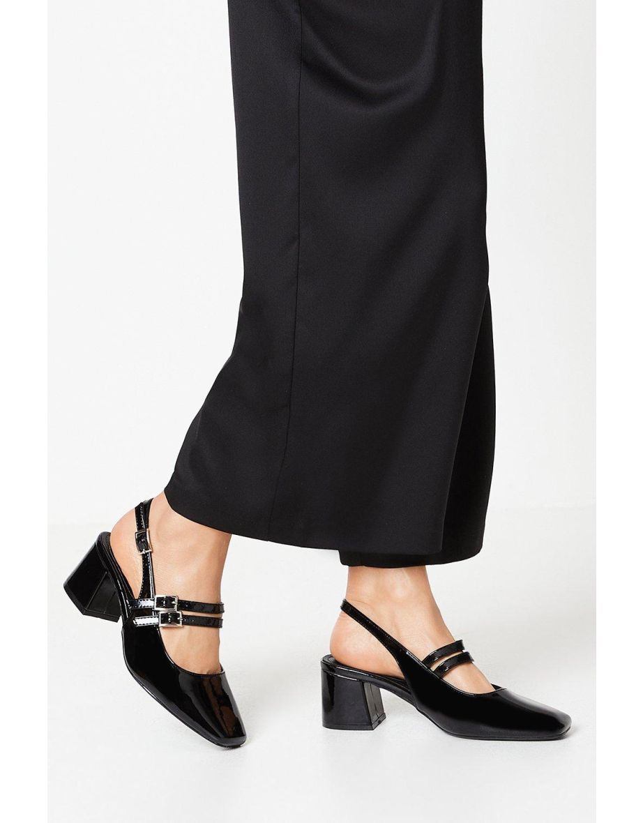 Vivian Slingback Double Strap Square Toe Mary Jane Courts