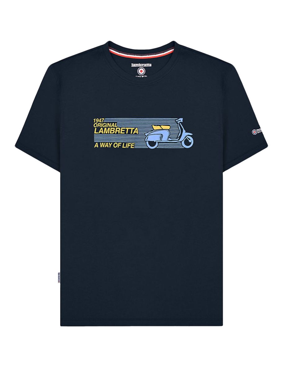 Shop Lambretta Mens Scooter Logo Crew Neck Short Sleeve Retro T Shirt Tee Top Navy Online in Bahrain VogaCloset