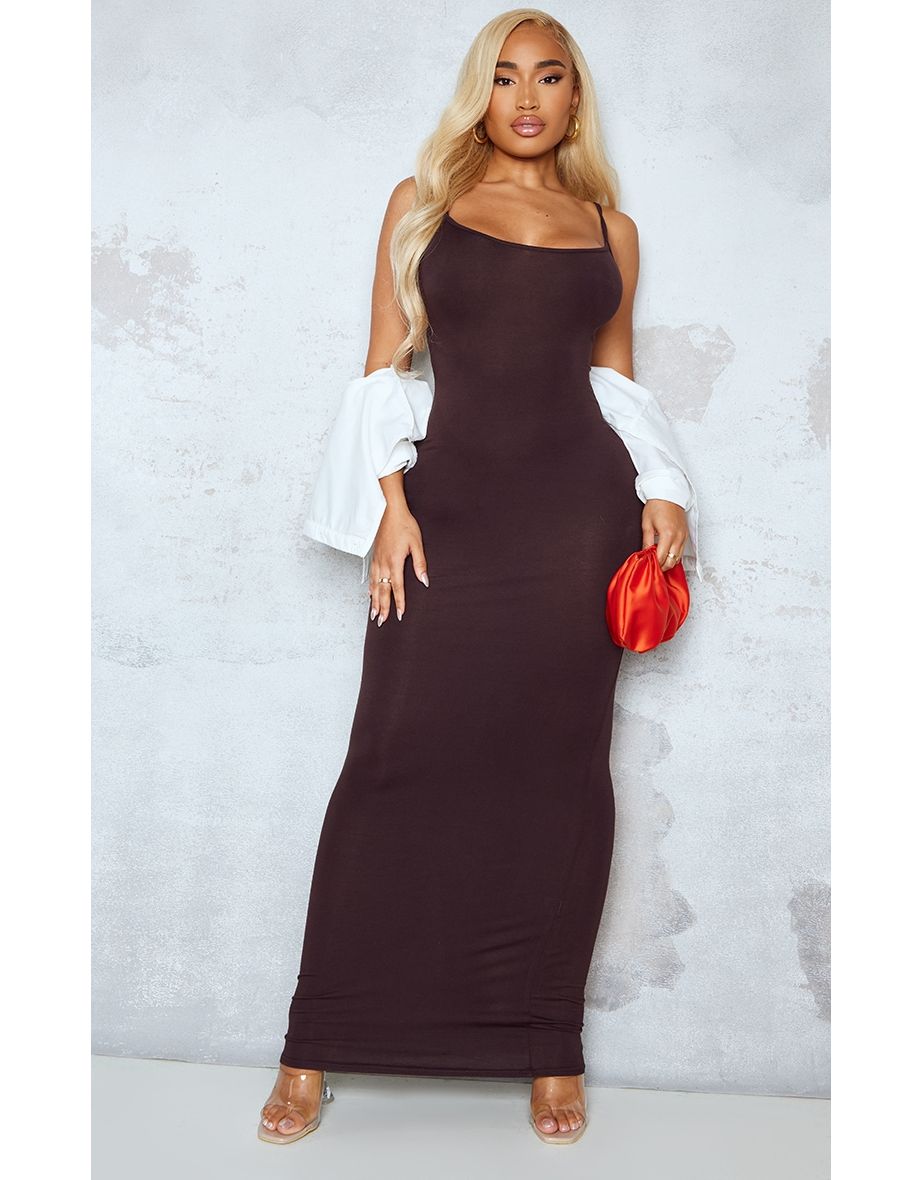 Shape Chocolate Brown Jersey Strappy Maxi Dress