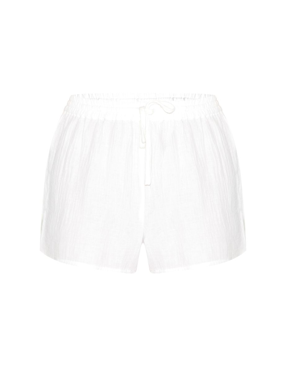 White Oversized Linen Look Floaty Shorts - 5
