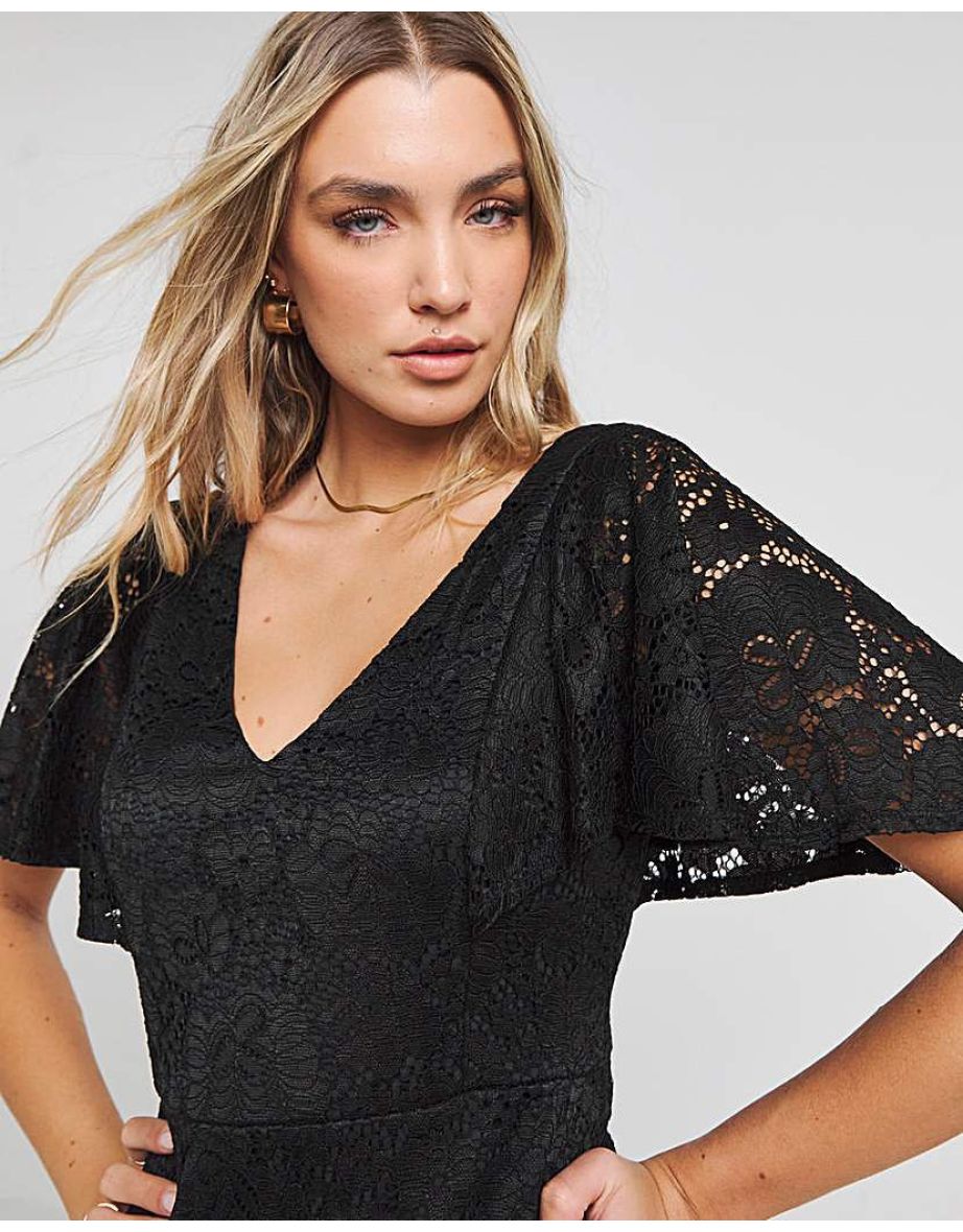 Joanna Hope Angel Sleeve Lace Midi Dress - 3