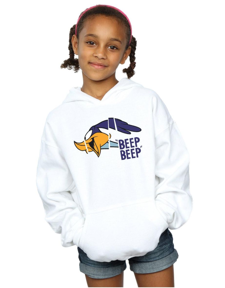 Looney Tunes Girls Road Runner Beep Beep Hoodie - White