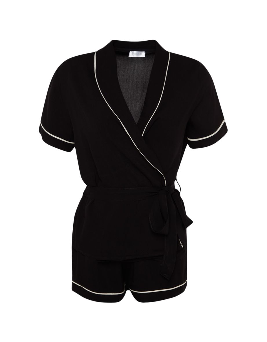 Pajama Set - Black - Plain - 7