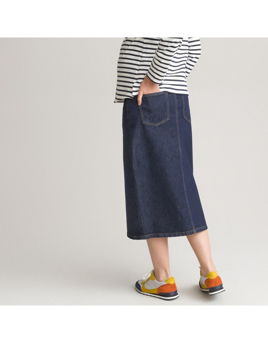Denim Straight Maternity Skirt in Organic Cotton - 3
