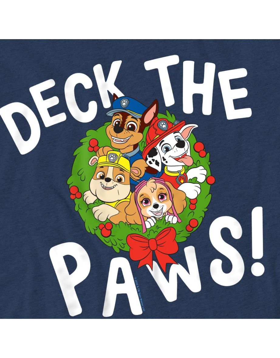 Paw Patrol Unisex Adult Deck The Paws Christmas T-Shirt - Navy - 3