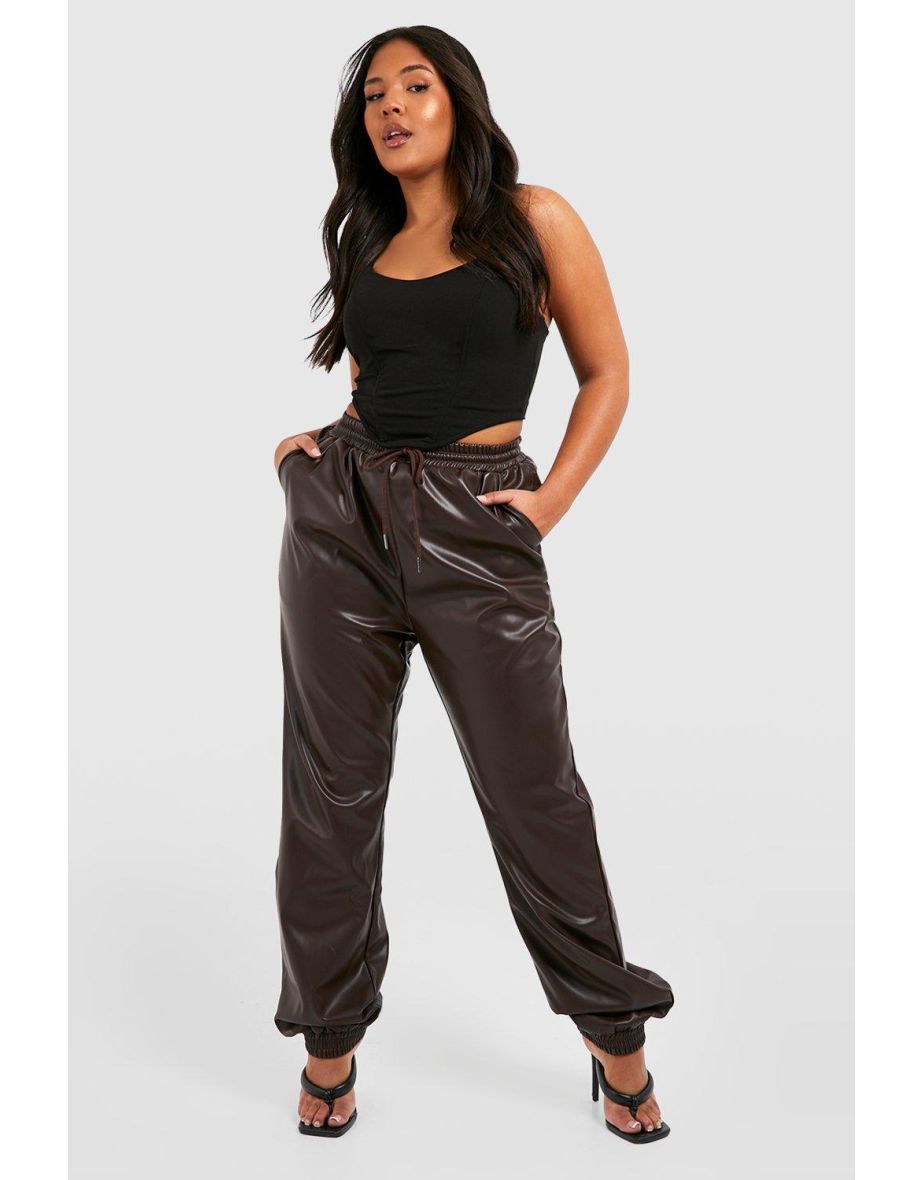 Leather hot sale look joggers