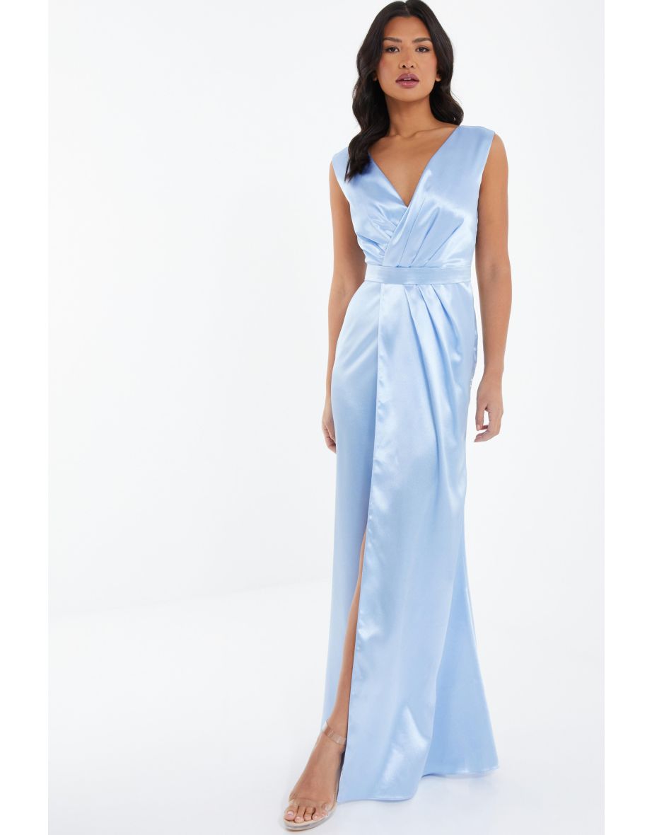 Light blue wrap dress maxi best sale