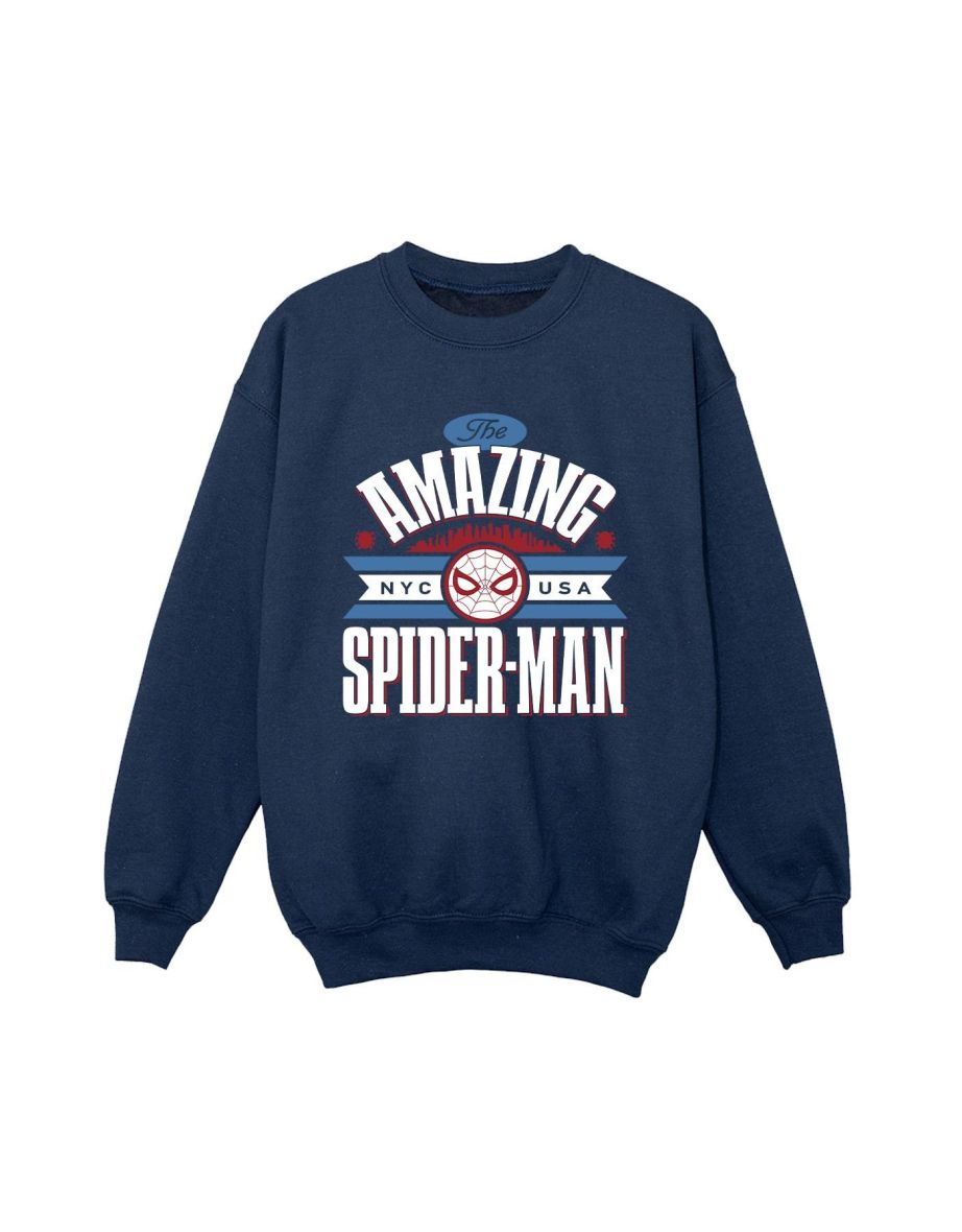 Marvel Boys Spider-Man NYC Amazing Sweatshirt - Navy Blue - 1