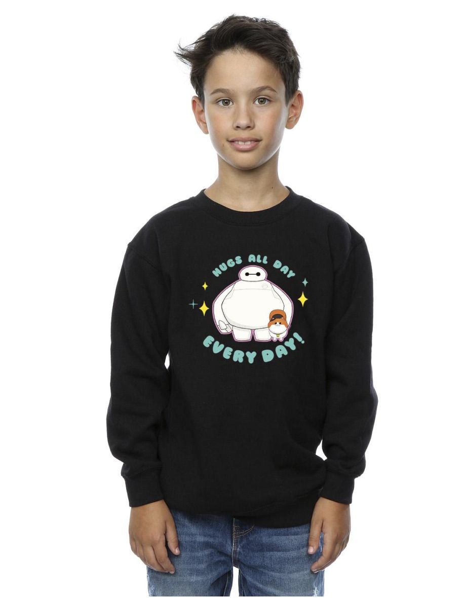 Disney Boys Big Hero 6 Baymax Hugs Everyday Sweatshirt - Black