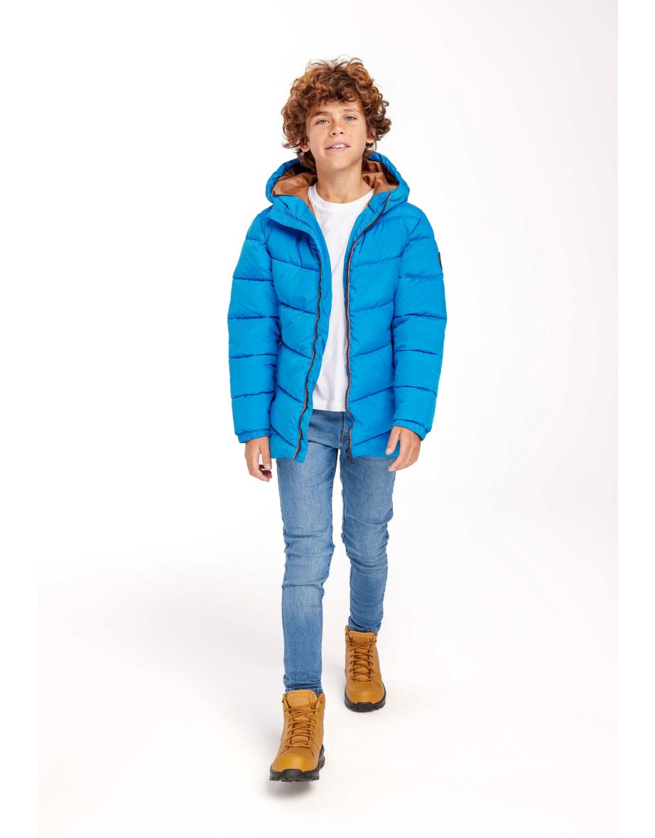 Boys Padded Jacket With Hood And Contrast Lining - 4