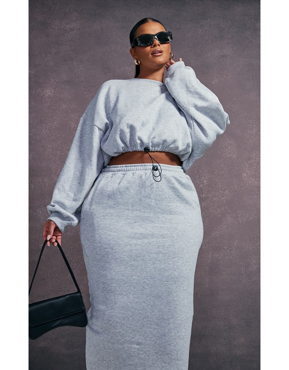 Grey cropped clearance sweater and skirt