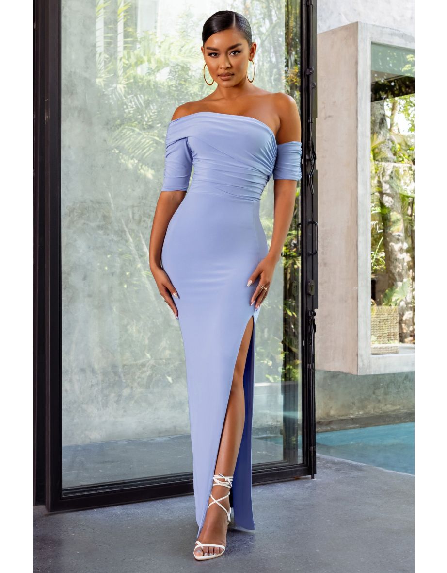Blue Bardot Panel Maxi Dress