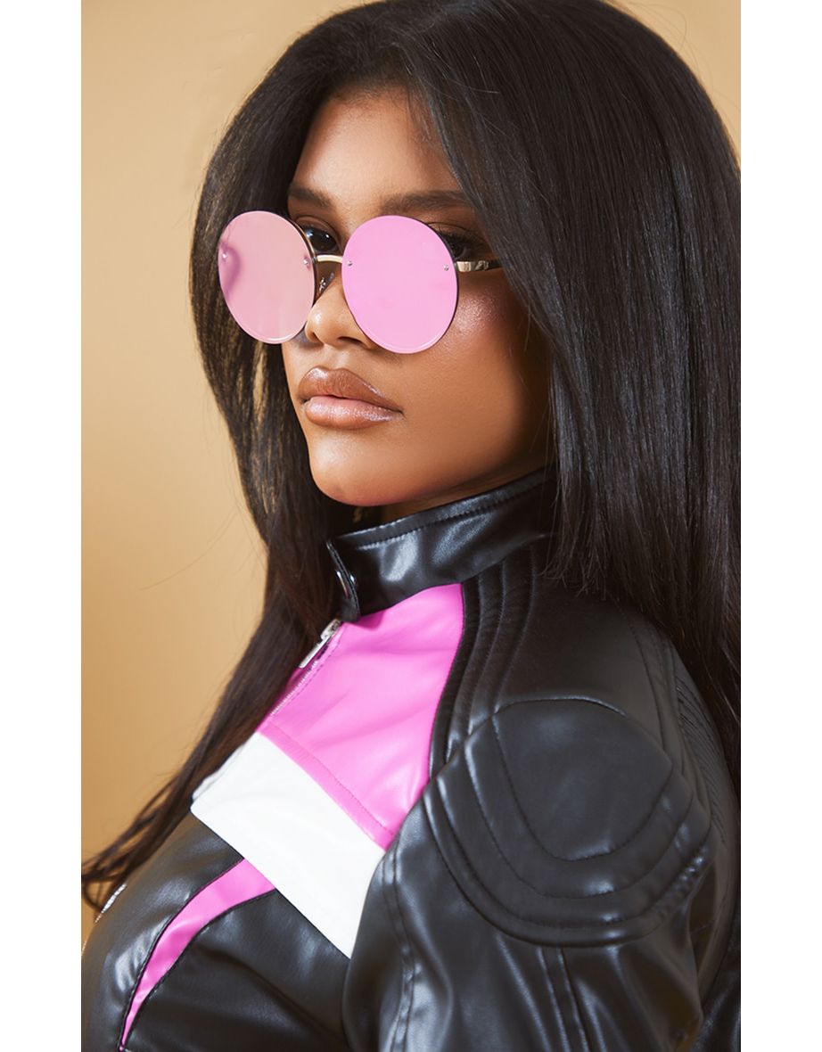 Pink sales oversized sunglasses