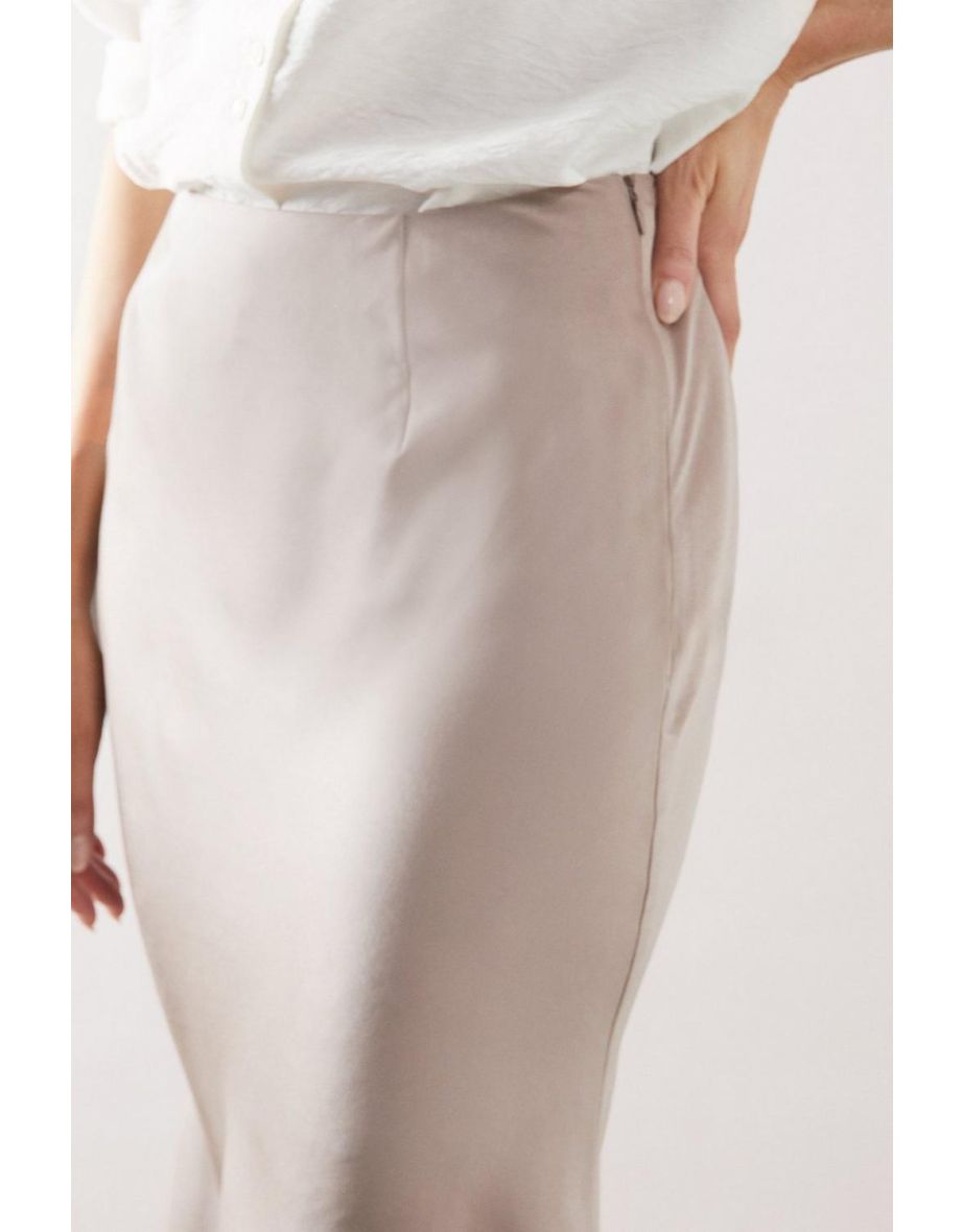 Satin Bias Cut Midi Skirt - 3