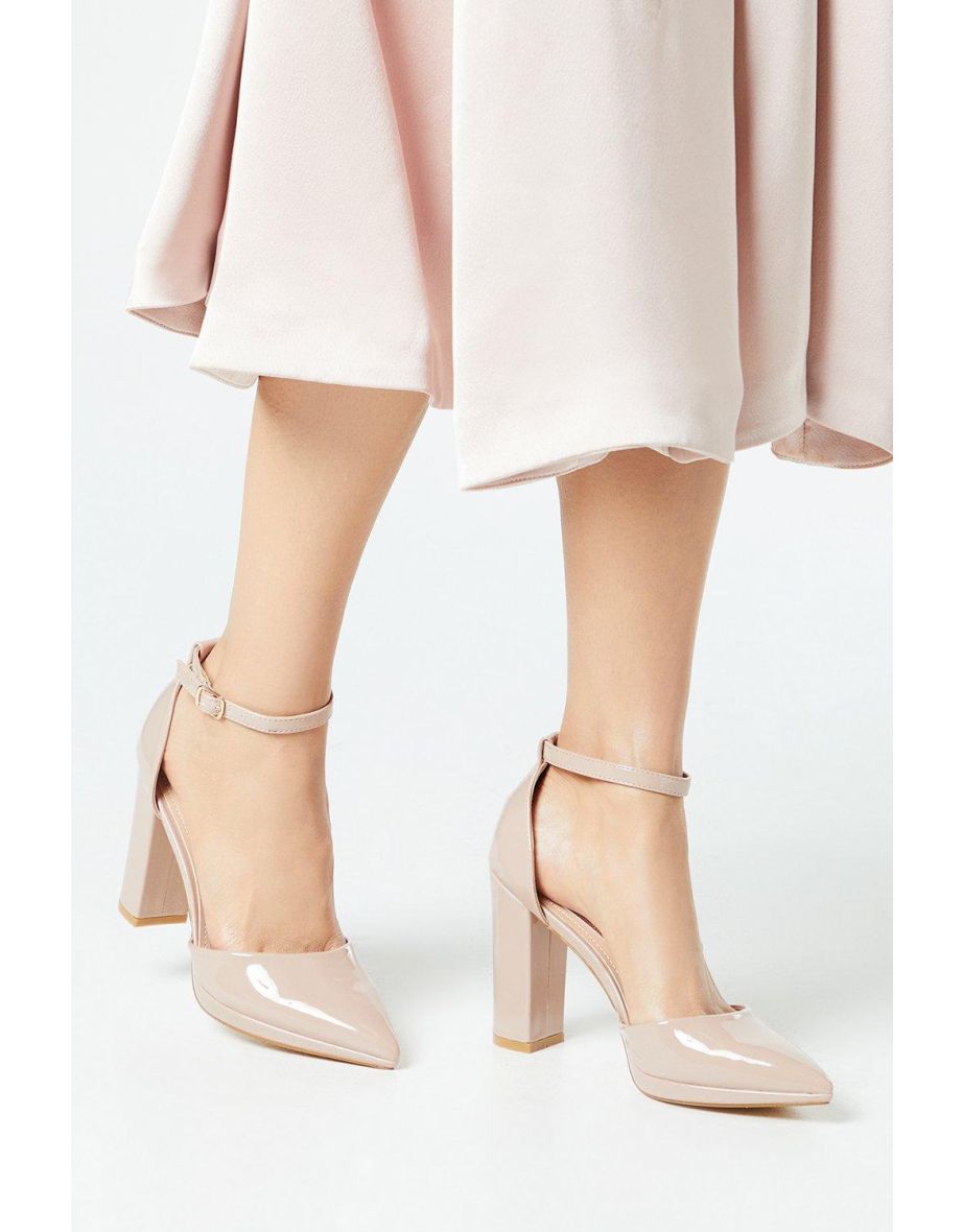 Sadie Platform Pointed High Block Heel Court Shoes