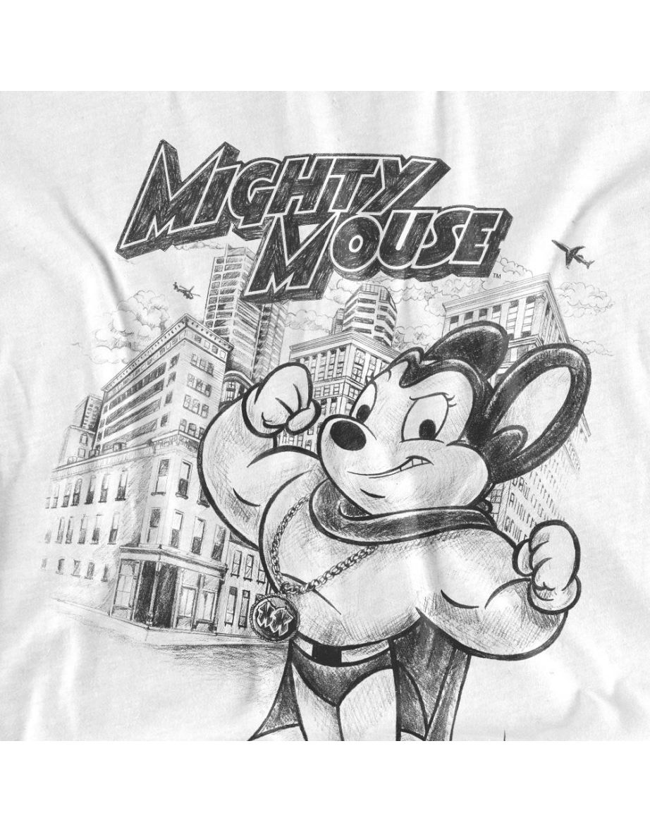 Mighty Mouse Unisex Adult Protect & Serve T-Shirt - White - 3