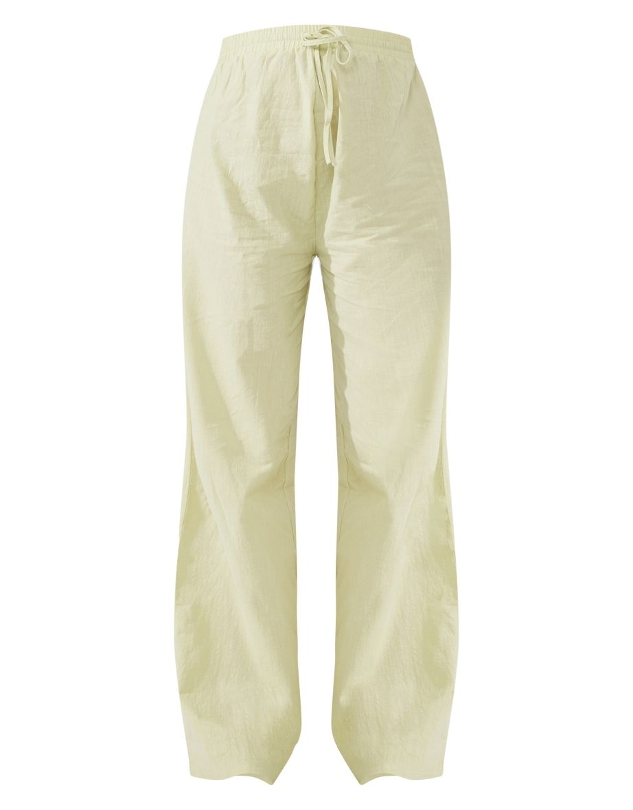 Maternity Sage Linen Elasticated Waist Wide Leg Trousers - 4