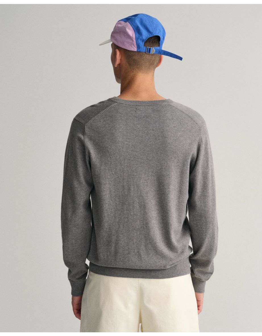 Men's Gant Classic Cotton V-Neck Sweatshirt in Grey - 3