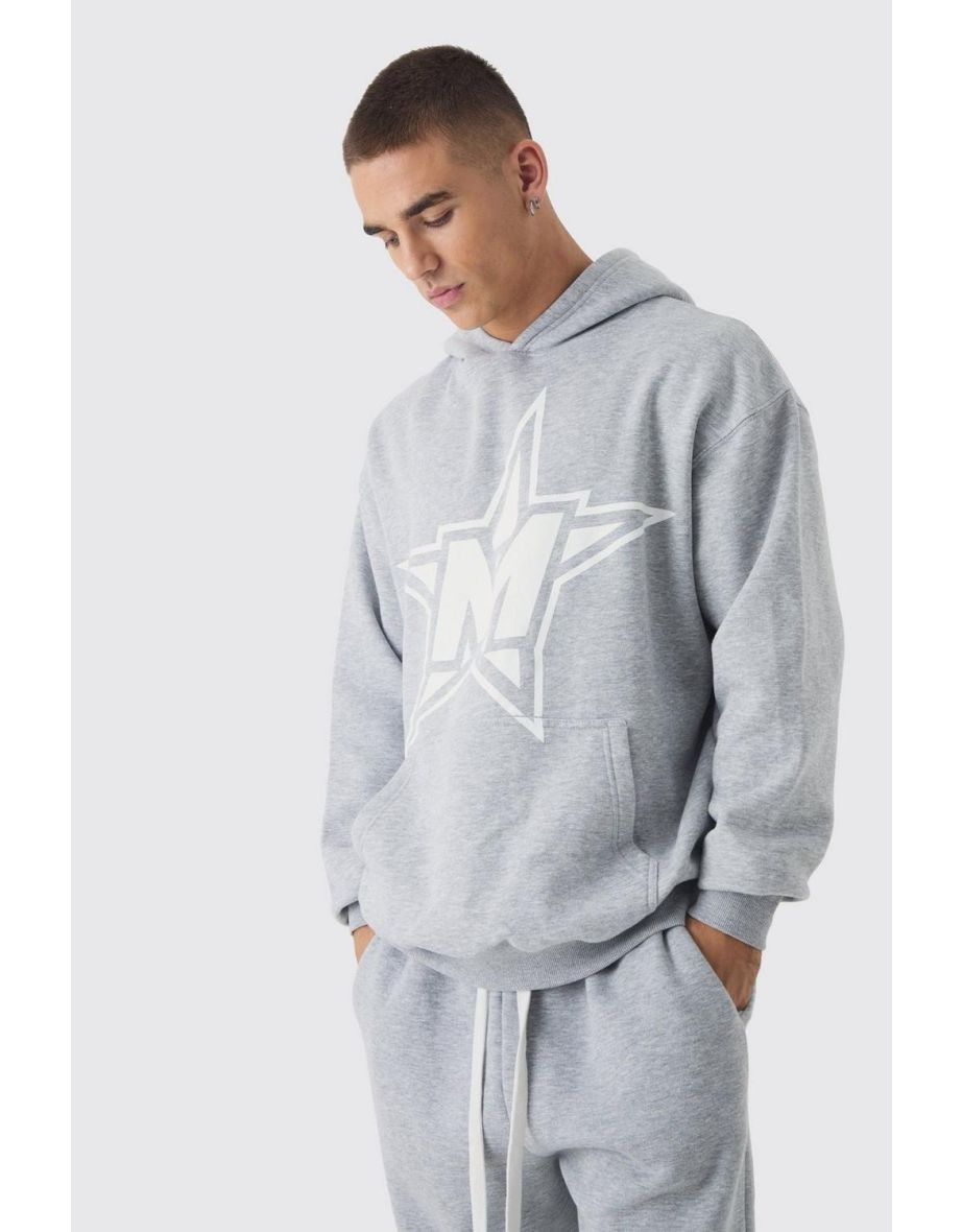 Oversized M Star Hoodie - grey marl
