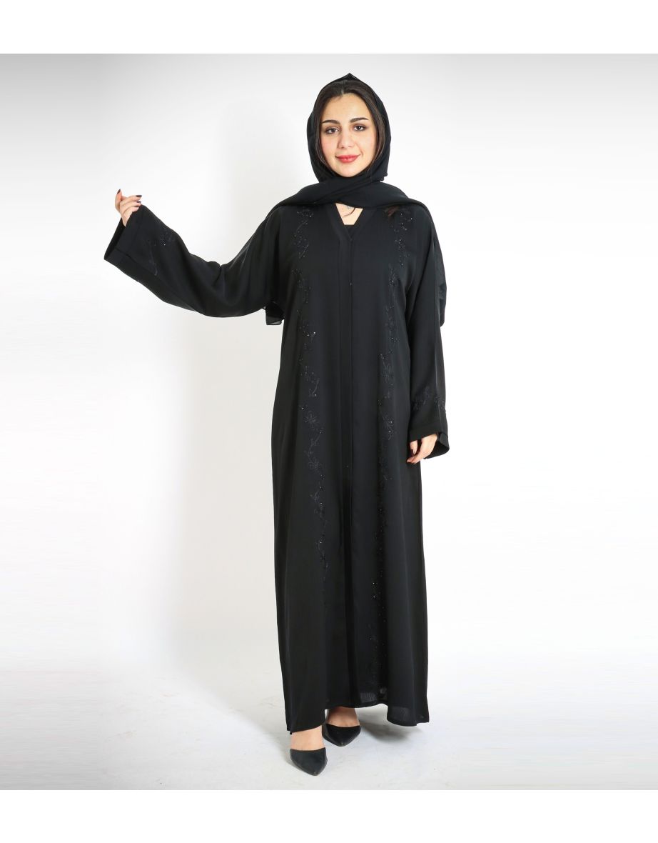 Modern Floral Design Embroidery Abaya