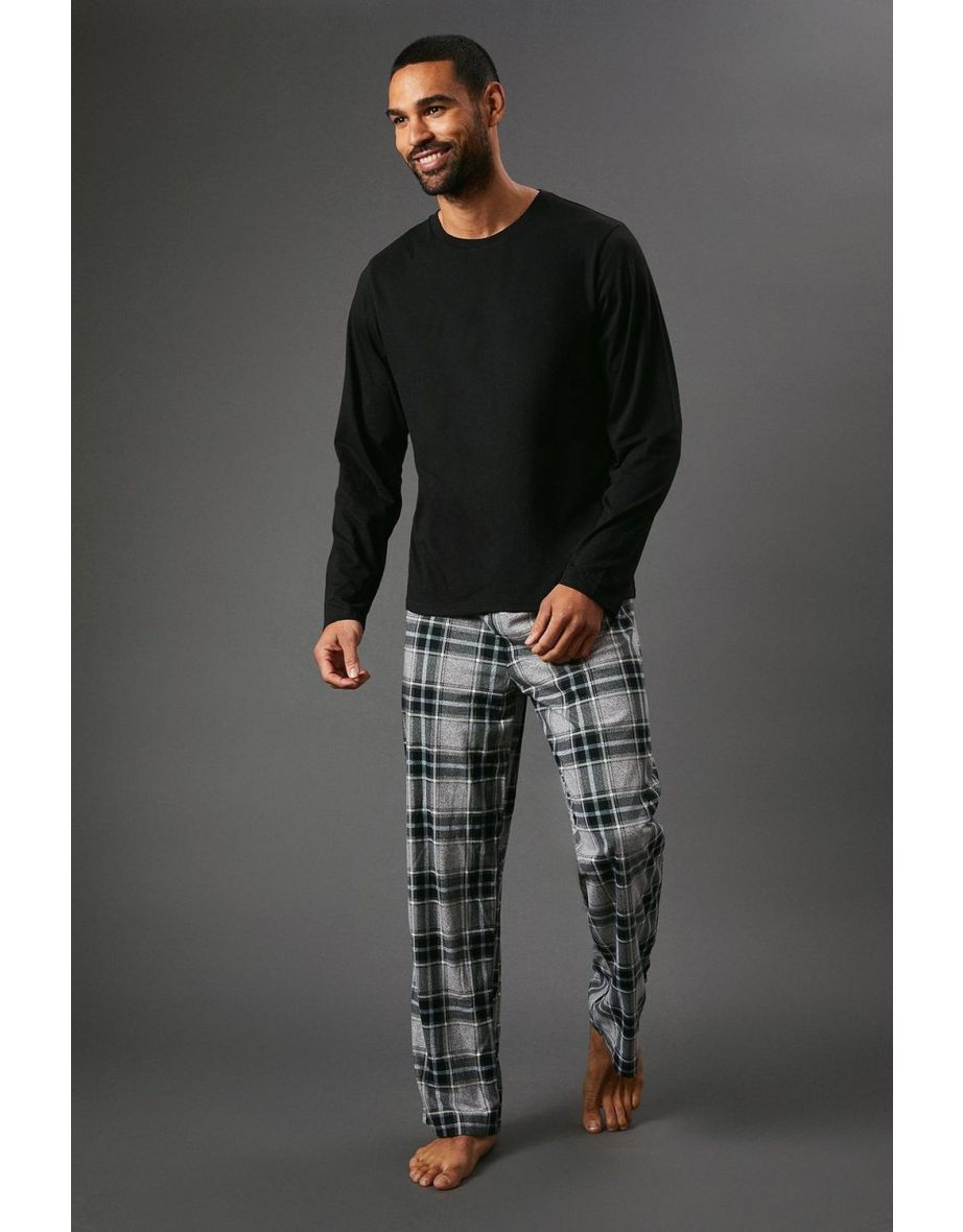 Men's Jersey Top With Microfleece Check trousers Set