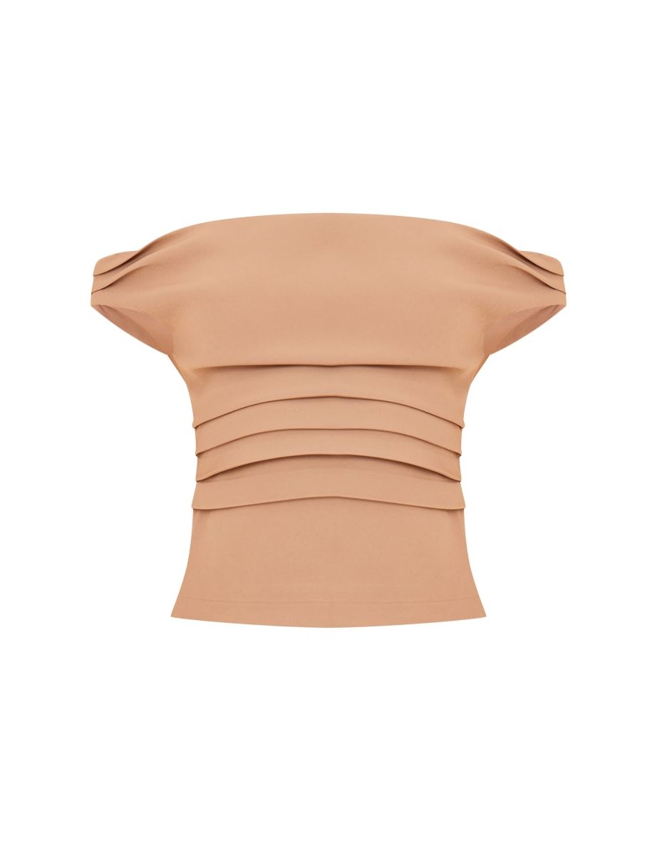 Stone Tailored Woven Draped Neck Top - 4