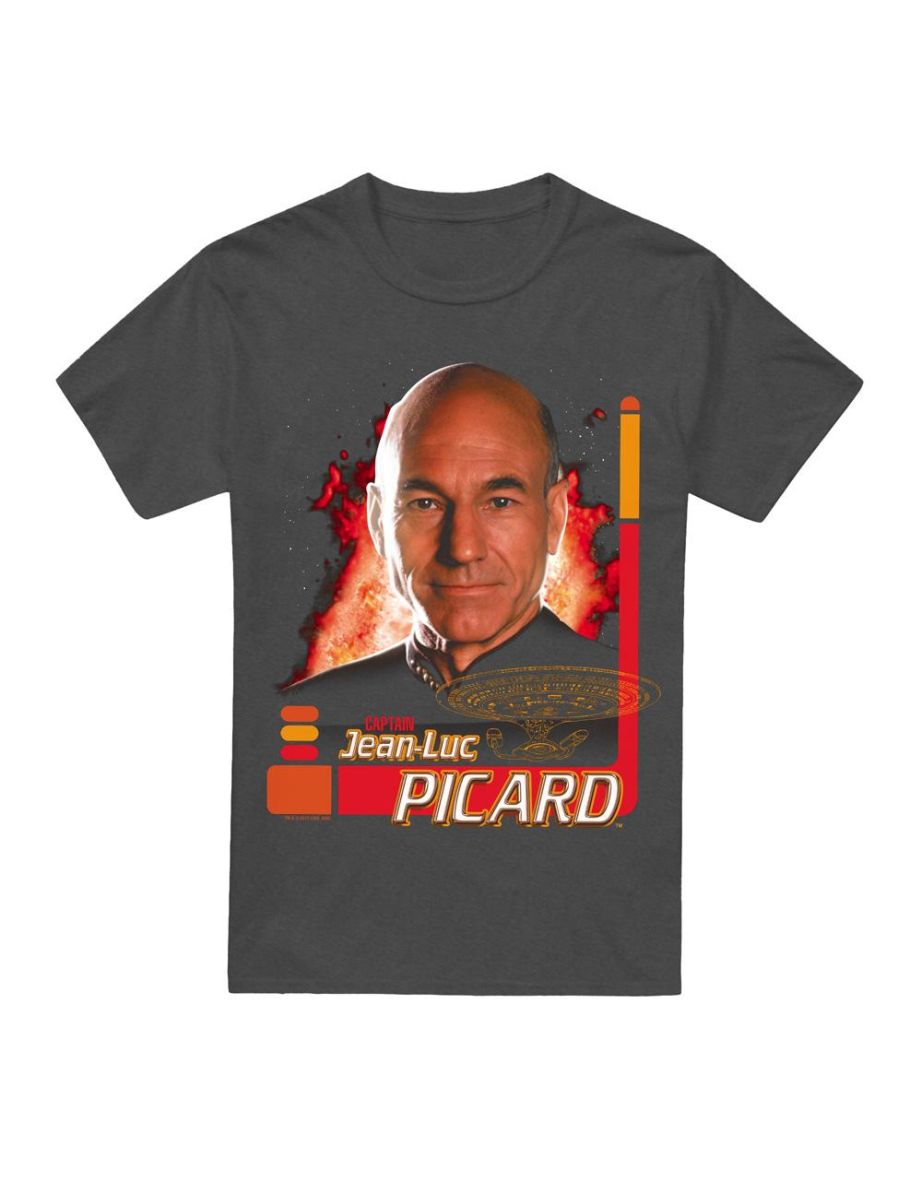 Star Trek Unisex Adult Jean-Luc Picard T-Shirt - Charcoal