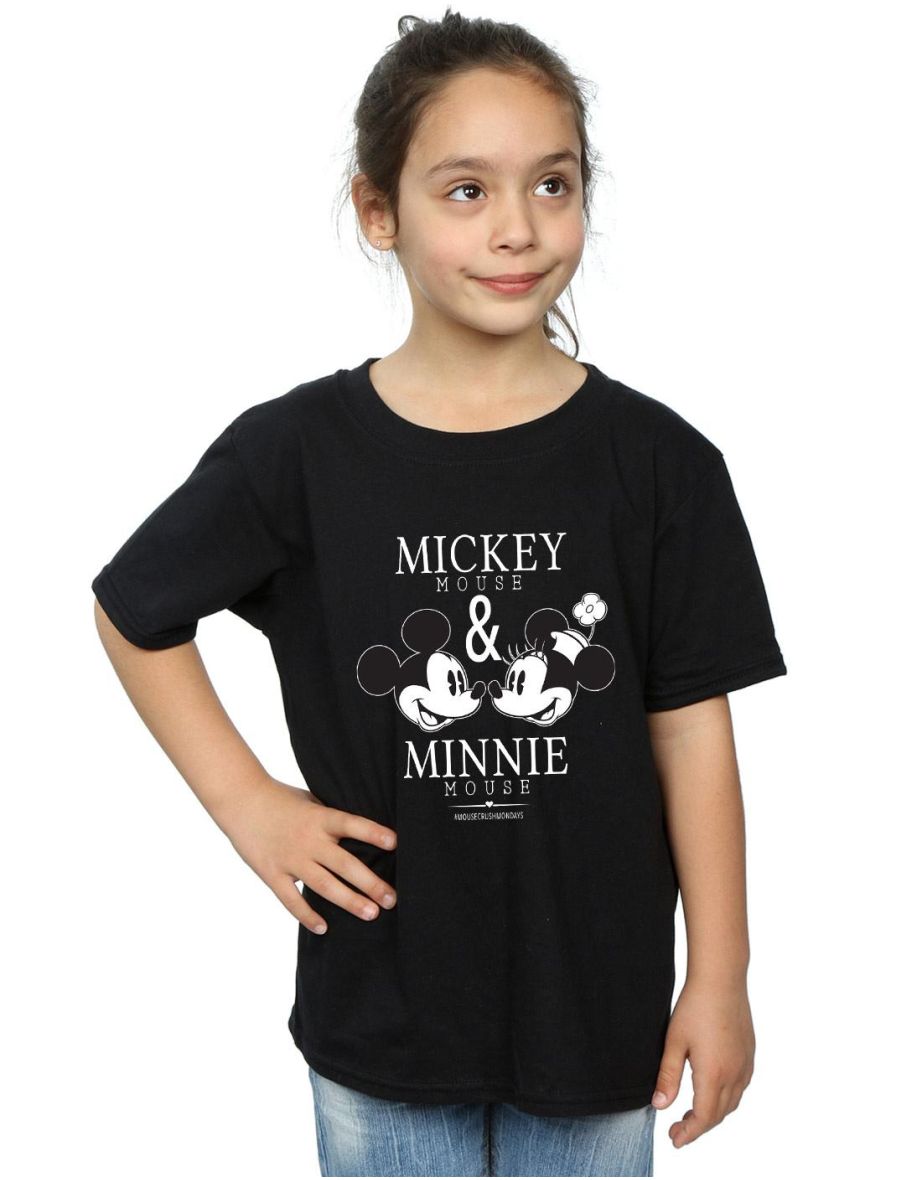 Disney Girls Crush Mondays Mickey & Minnie Mouse Cotton T-Shirt - Black