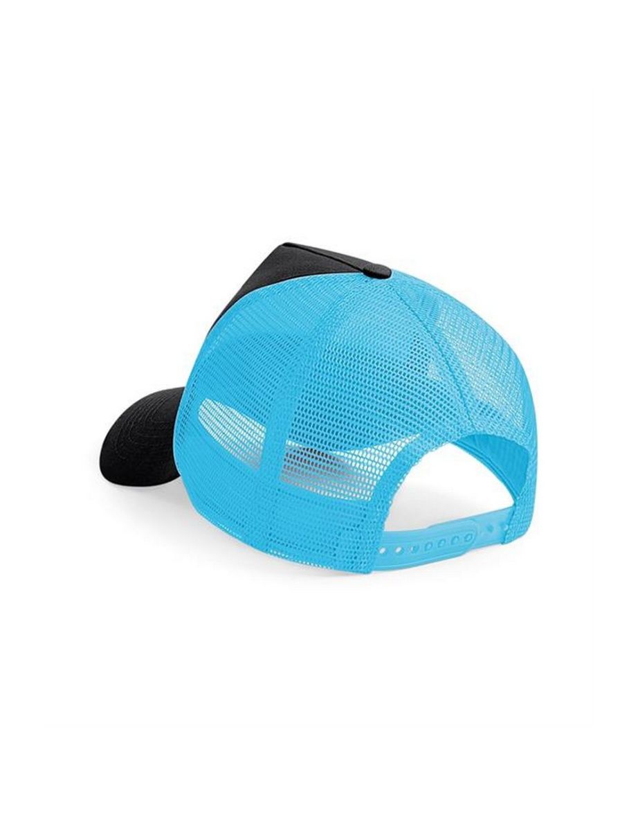 Beechfield Mens Half Mesh Trucker Cap / Headwear - Black/Surf Blue - 1