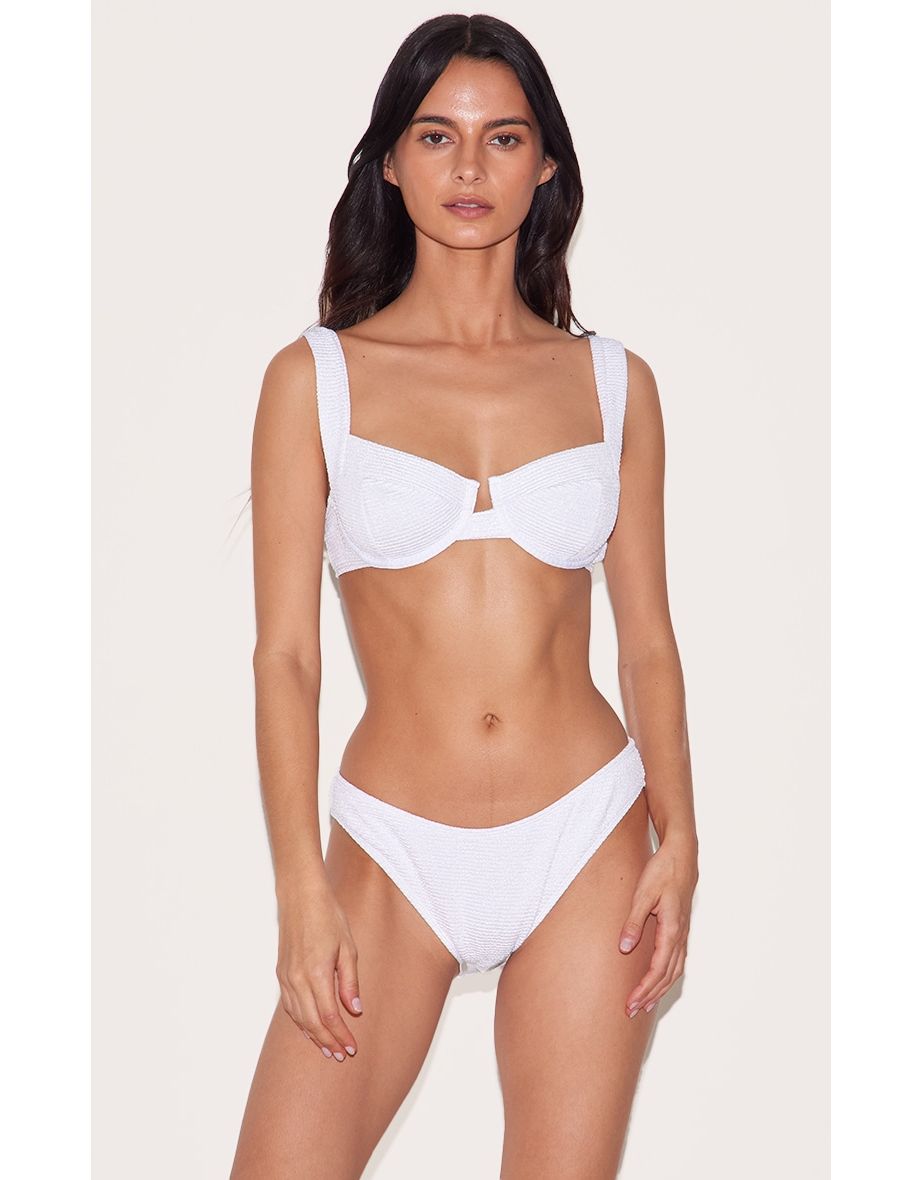 White Mini Crinkle Underwired Bikini Top