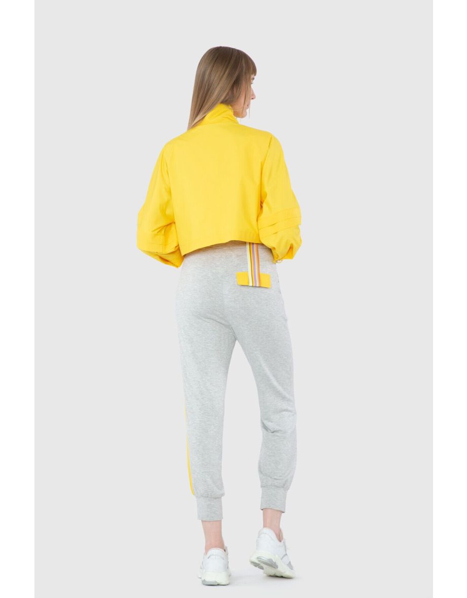 Raincoat Embroidery Applique Detailed Crop Yellow Sweatshirt - 2